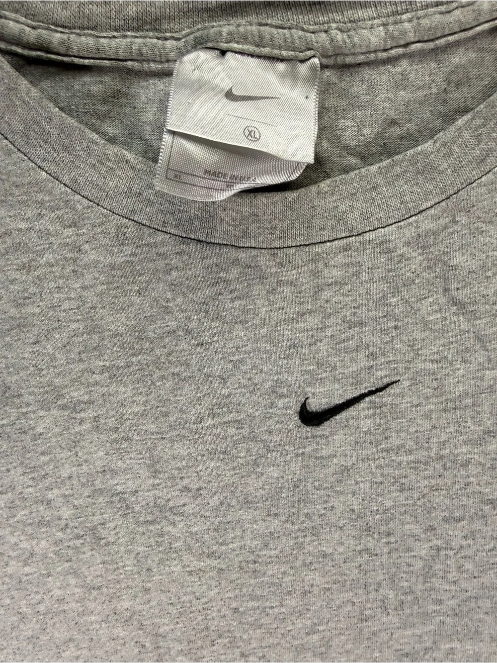 Vintage Nike Center Swoosh Long Sleeve T Shirt Men's XL Gray Tag Y2K Embroidered